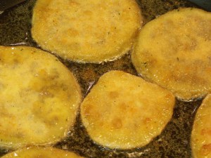Trader Joe's Eggplant Cutlets - frying