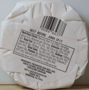 Trader Joe's Goat Milk Brie - back label