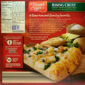 Mama Cozzi's Chicken, Spinach & Garlic Pizza - back