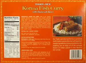 korma fish curry, trader joe, nutrition, frozen dinner