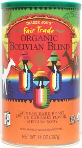 coffee, trader joe's, Bolivian Blend, medium dark roast, fair trade, organic