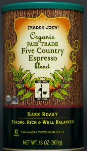 trader joes, coffee, whole bean, five country espresso, review, price, fair trade, organic