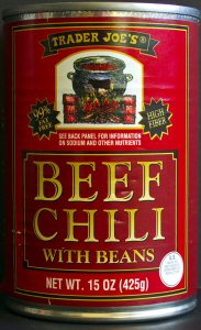 Trader Joes, beef chili with beans, review, price, calories, nutrition